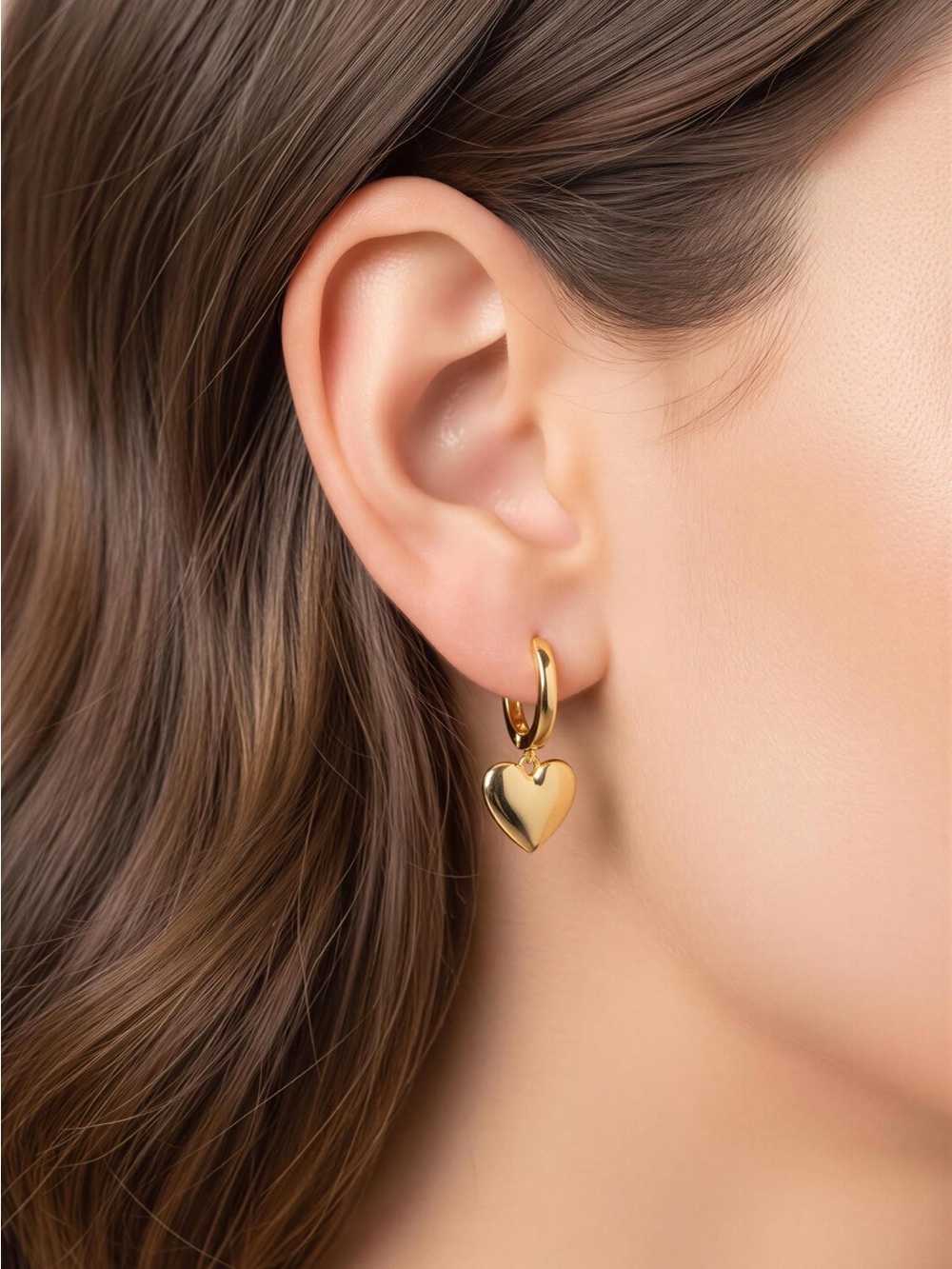 Gold Vermeil 925 Sterling Silver Heart Charm Hoop
Earrings Unisex